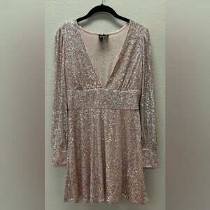 Windsor - Small - Blush Sequin V-Neck Mini Dress